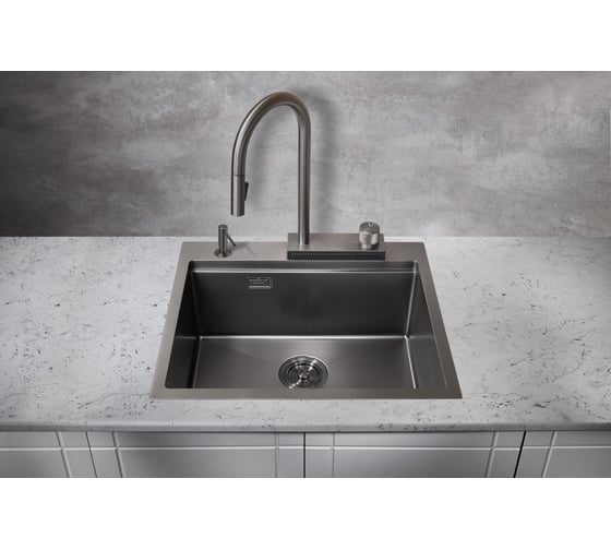 Кухонная мойка со смесителем MILACIO Denia 57 Steel сталь воронёная MC.77409