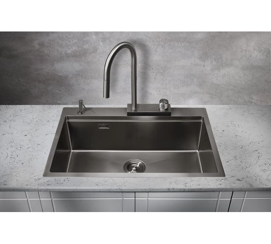 Кухонная мойка со смесителем MILACIO Denia 75 Steel сталь воронёная MC.77429