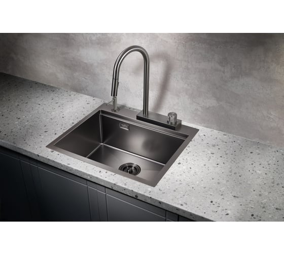 Кухонная мойка со смесителем MILACIO Denia 75 Steel сталь воронёная MC.77429