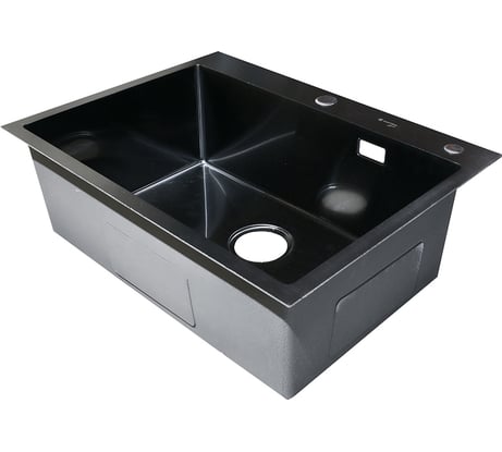 Нержавеющая врезная мойка SANTREK 650x480x220 т 3,0 ЧЕРНАЯ D6548HB (+ сифон + дозатор + коландер 420x220) AQUA 312397