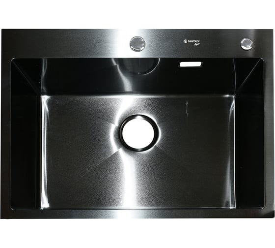 Нержавеющая врезная мойка SANTREK 650x480x220 т 3,0 ЧЕРНАЯ D6548HB (+ сифон + дозатор + коландер 420x220) AQUA 312397