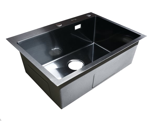 Нержавеющая врезная мойка SANTREK 650x480x220 т 3,0 ЧЕРНАЯ D6548HB (+ сифон + дозатор + коландер 420x220) AQUA 312397