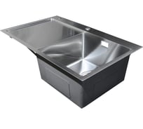 Нержавеющая врезная мойка SANTREK 780x480x220 т 3,0 САТИН D7848HRS правая (+ сифон+дозатор + коландер 420x220) AQUA 312405