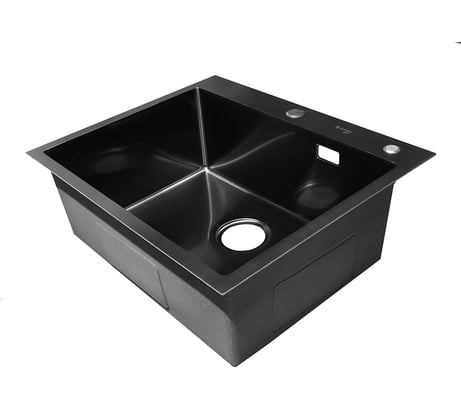 Нержавеющая врезная мойка SANTREK 600x500x220 т 3,0 ЧЕРНАЯ D6050HB (+ сифон + дозатор + коландер 440x220) AQUA 312394