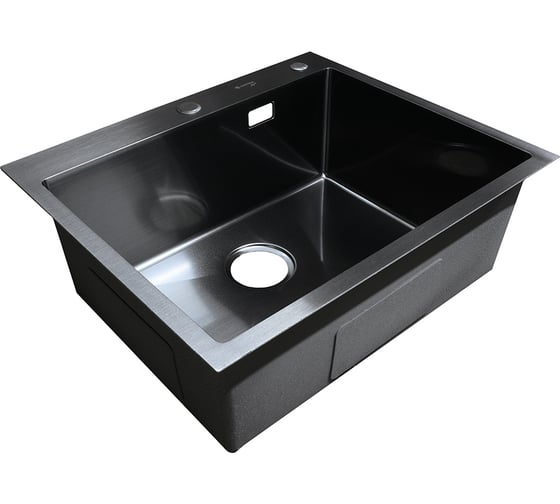 Нержавеющая врезная мойка SANTREK 600x500x220 т 3,0 ЧЕРНАЯ D6050HB (+ сифон + дозатор + коландер 440x220) AQUA 312394