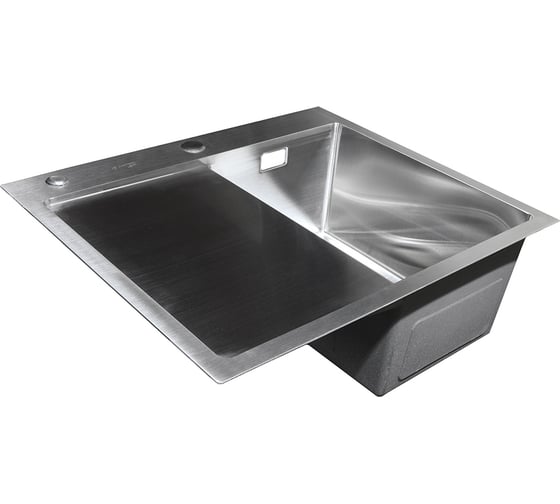 Нержавеющая врезная мойка SANTREK 600x500x220 т 3,0 САТИН D6050HRS правая (+ сифон + дозатор + коландер 440x220) AQUA 312403