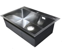 Нержавеющая врезная мойка SANTREK 700x480x220 т 3,0 САТИН D7048HS (+ сифон + дозатор + коландер 420x220) AQUA 312401