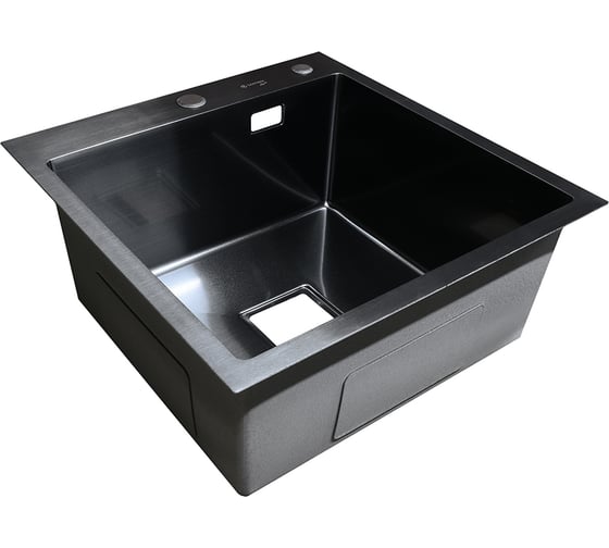 Нержавеющая врезная мойка SANTREK 500x500x220 т 3,0 ЧЕРНАЯ D5050HB (+ сифон квадратный + дозатор + коландер 440x220) AQUA 312399