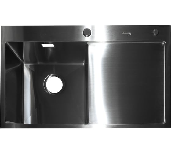 Нержавеющая врезная мойка SANTREK 780x480x220 т 3,0 САТИН D7848HLS левая (+ сифон +дозатор + коландер 420x220) AQUA 312404