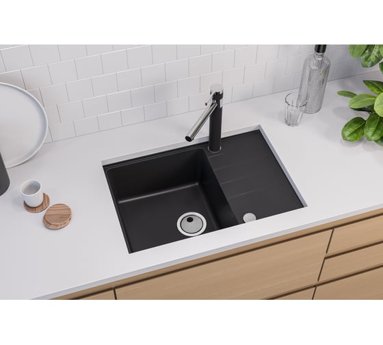 Мойка ALVEUS granital intermezzo 40 carbon -g91 680x480x200 в компл.с сифоном 1144968