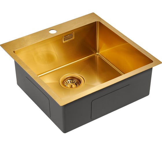 Кухонная мойка Paulmark AISI304 VELTEN 51, брашированное золото, PVD, 510х510мм, PM905151-BG