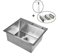 Комплект кухонная мойка из нержавеющей стали WISENT ws36050 (60x50 см) с раздвижным коландером и дозатором WS36050/WGER013/W405A/W302644