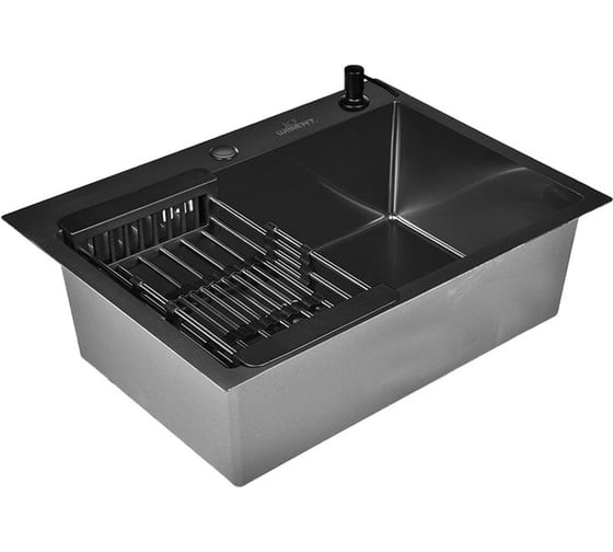 Комплект кухонная мойка из нержавеющей стали WISENT ws37050b с pvd покрытием (70x50 см) с раздвижным коландером и дозатором WS37050B/WGER019B/W405B/W302644B