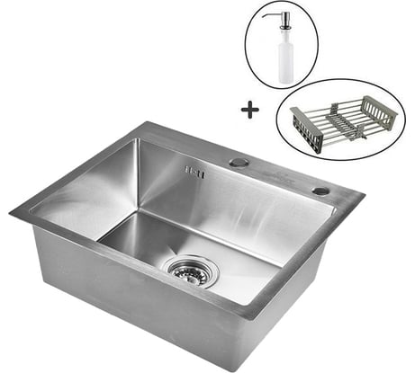 Комплект кухонная мойка из нержавеющей стали WISENT ws37050 (70x50 см) с раздвижным коландером и дозатором WS37050/WGER013/W405A/W302644