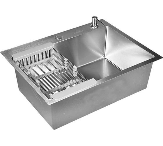 Комплект кухонная мойка из нержавеющей стали WISENT ws37050 (70x50 см) с раздвижным коландером и дозатором WS37050/WGER013/W405A/W302644