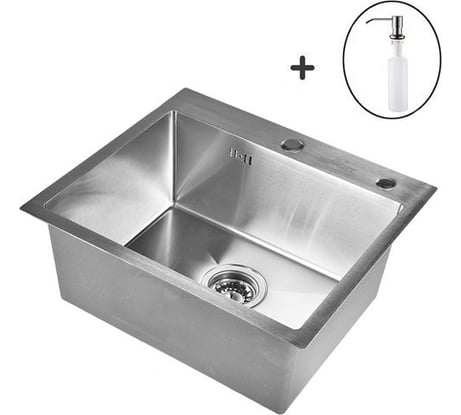Комплект кухонная мойка из нержавеющей стали WISENT ws36050 (60x50 см) с дозатором WS36050/WGER013/W405A