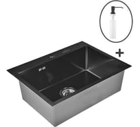 Комплект кухонная мойка из нержавеющей стали WISENT ws37050b с pvd покрытием (70x50 см) с дозатором WS37050B/WGER019B/W405B