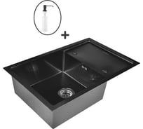 Комплект кухонная мойка из нержавеющей стали WISENT ws37850b-x с pvd покрытием (78x50 см) с дозатором WS37850BX/WGER019B/W405B
