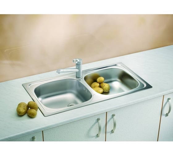 Мойка ALVEUS basic 70 nat-60 860x435 в комплекте с сифоном 1008846
