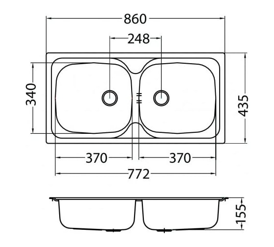 Мойка ALVEUS basic 70 nat-60 860x435 в комплекте с сифоном 1008846