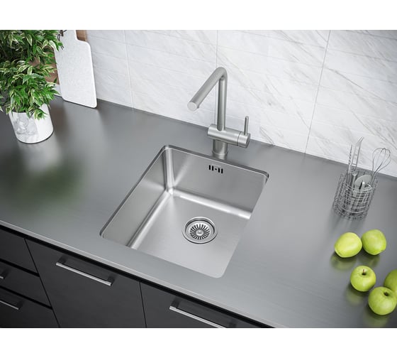 Кухонная мойка Paulmark VISTA 38, брашированная нержавеющая сталь, 380х440мм, PM904438-BS