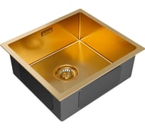 Кухонная мойка Paulmark AISI304 ALLER 44 UNI, брашированное золото, PVD, 440х440мм, PM904444-BG