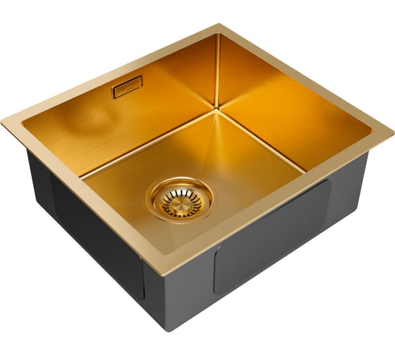 Кухонная мойка Paulmark AISI304 ALLER 44 UNI, брашированное золото, PVD, 440х440мм, PM904444-BG