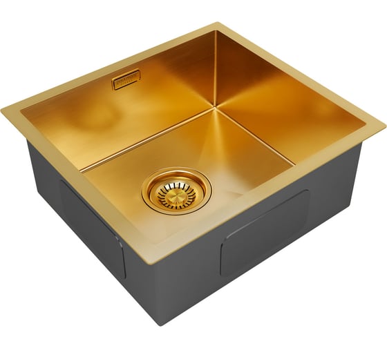 Кухонная мойка Paulmark AISI304 ALLER 48 UNI, брашированное золото, PVD, 480х440мм, PM804844-BG