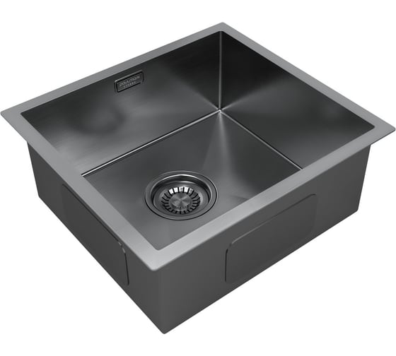 Кухонная мойка Paulmark AISI304 ALLER 48 UNI, вороненая сталь, PVD, 480х440мм, PM804844-GM