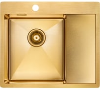 Мойка Paulmark нержавеющая сталь AISI304 ALSTER брашированное золото, левая, 590x510мм PM825951-BGL