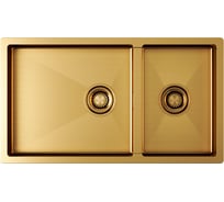 Кухонная мойка Paulmark AISI304 ALLER 78/2S UN, брашированное золото, 780х440мм, PM527844-BG