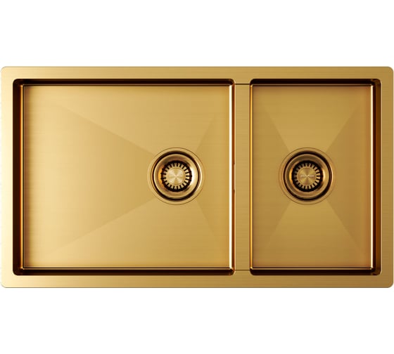 Кухонная мойка Paulmark AISI304 ALLER 78/2S UN, брашированное золото, 780х440мм, PM527844-BG