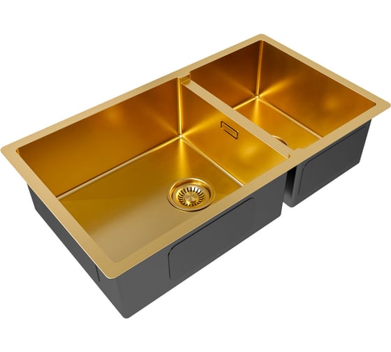 Кухонная мойка Paulmark AISI304 ALLER 78/2S UN, брашированное золото, 780х440мм, PM527844-BG
