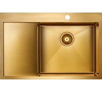 Кухонная мойка Paulmark AISI304 VELTEN 78F, брашированное золото, правая, 780х510мм, PM807851-BGR