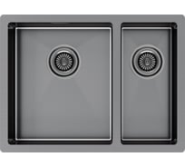 Кухонная мойка Paulmark GERBERG 59/2S UNI, вороненая сталь, левая, PVD, 590х440мм, PM225944-GML