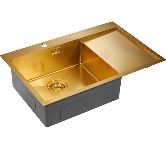 Кухонная мойка Paulmark AISI304 VELTEN 78F, брашированное золото, левая, 780х510мм, PM807851-BGL