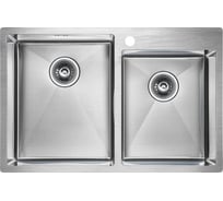 Кухонная мойка Paulmark KRONER 78/2S, брашированная нержавеющая сталь, 780х510мм, PM237851-BS