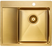 Кухонная мойка Paulmark KRONER 59F, брашированное золото, правая, 590х510мм, PM225951-BGR