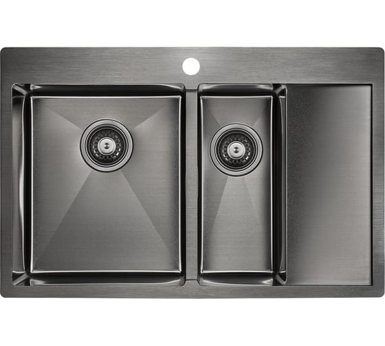 Кухонная мойка Paulmark KRONER 78/2SF, вороненая сталь, левая, 780х510мм, PM227851-GML