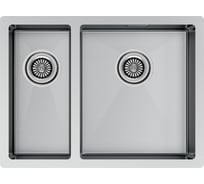 Кухонная мойка Paulmark GERBERG 59/2S UNI, брашированная нержавеющая сталь, правая, 590х440мм, PM225944-BSR