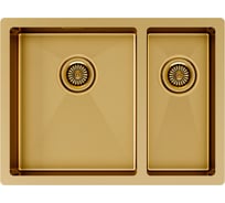 Мойка Paulmark ZUSAT брашированное золото, левая, PVD, 590x440мм PM225944-BGL