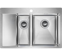 Кухонная мойка Paulmark KRONER 78/2SF, брашированная нержавеющая сталь, правая, 780х510мм, PM227851-BSR