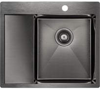 Кухонная мойка Paulmark KRONER 59F, вороненая сталь, правая, 590х510мм, PM225951-GMR