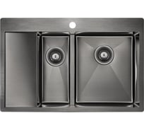 Кухонная мойка Paulmark KRONER 78/2SF, вороненая сталь, правая, 780х510мм, PM227851-GMR