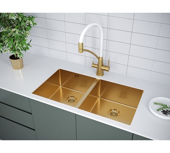 Мойка Paulmark TWIN брашированное золото, 780x440мм PM237844-BG