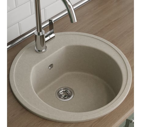 Кухонная мойка Teymi Lina D51, круглая, белая (хлопок) матовая T120103 ЦБ-00266892