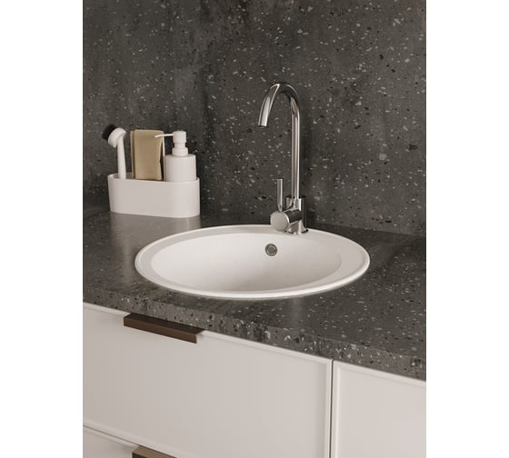 Мойка для кухни Teymi D48 круглая белая матовая Lina Smart T120103 ЦБ-00266891 ЦБ-00266892