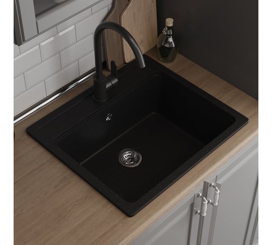 Кухонная мойка Teymi Helmi 57x50, черная матовая T120107 ЦБ-00266890