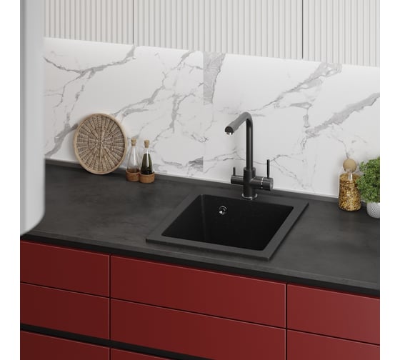 Кухонная мойка Teymi Helmi 50x42, черная матовая T120104 ЦБ-00266887