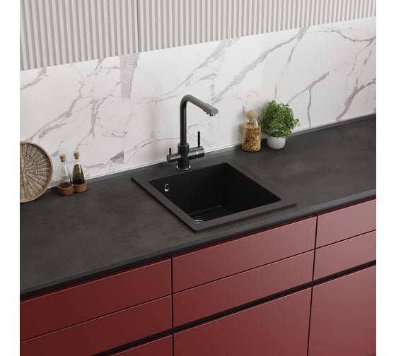Кухонная мойка Teymi Helmi 50x42, черная матовая T120104 ЦБ-00266887